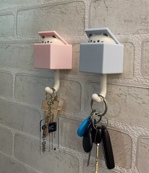 Крючок настенный самоклеящийся Кот в коробке 1 шт. /  Крючок - ключница